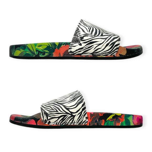 Johnny Was | Size 10 | Zebra and Floral Print Tropical Beach Pool Slides Sandals - Picture 5 of 10